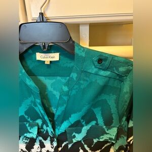 Calvin Klein Teal and Black Women's Blouse
